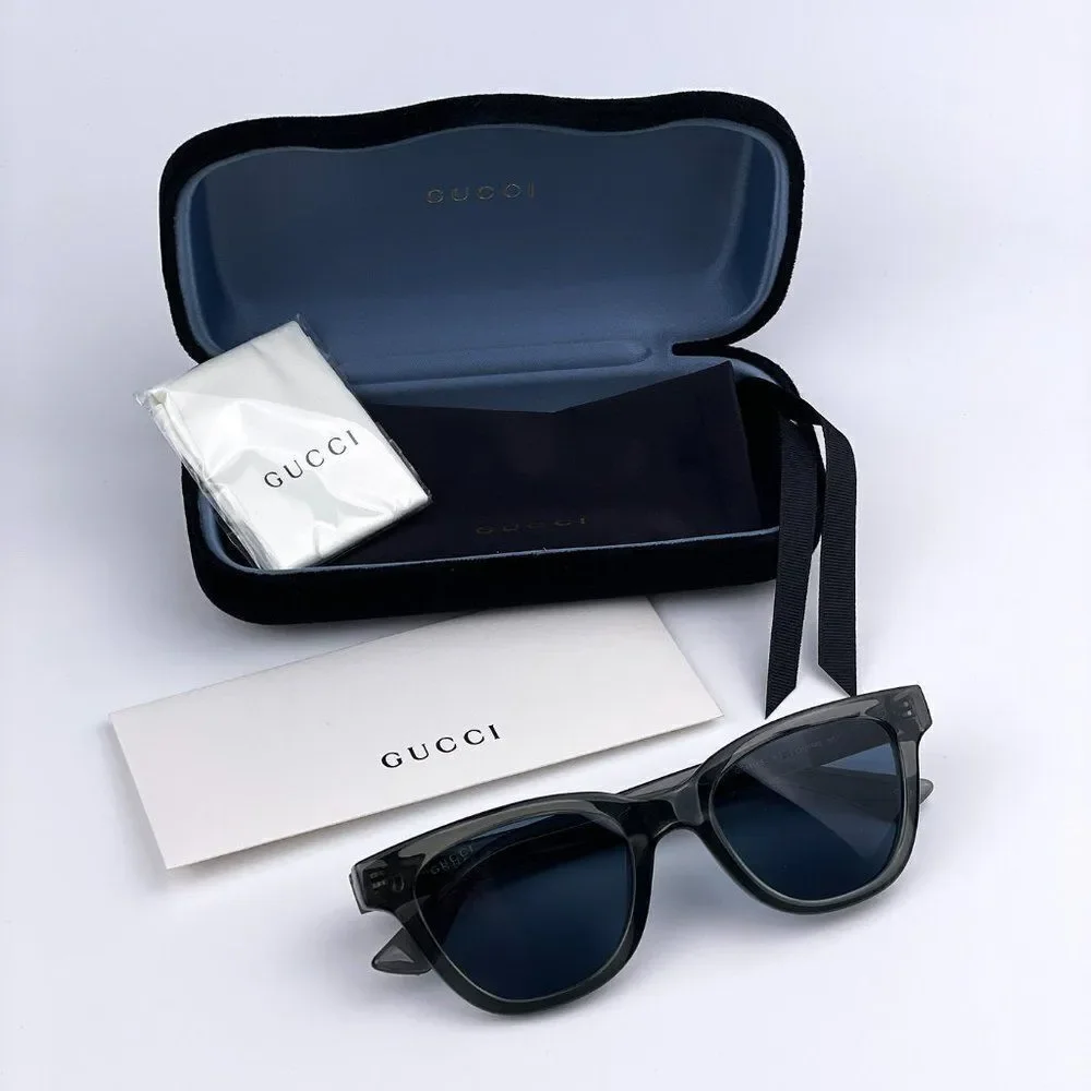 NEW GUCCI GG1116S 003 Gray Blue Square Men Unisex Sunglasses